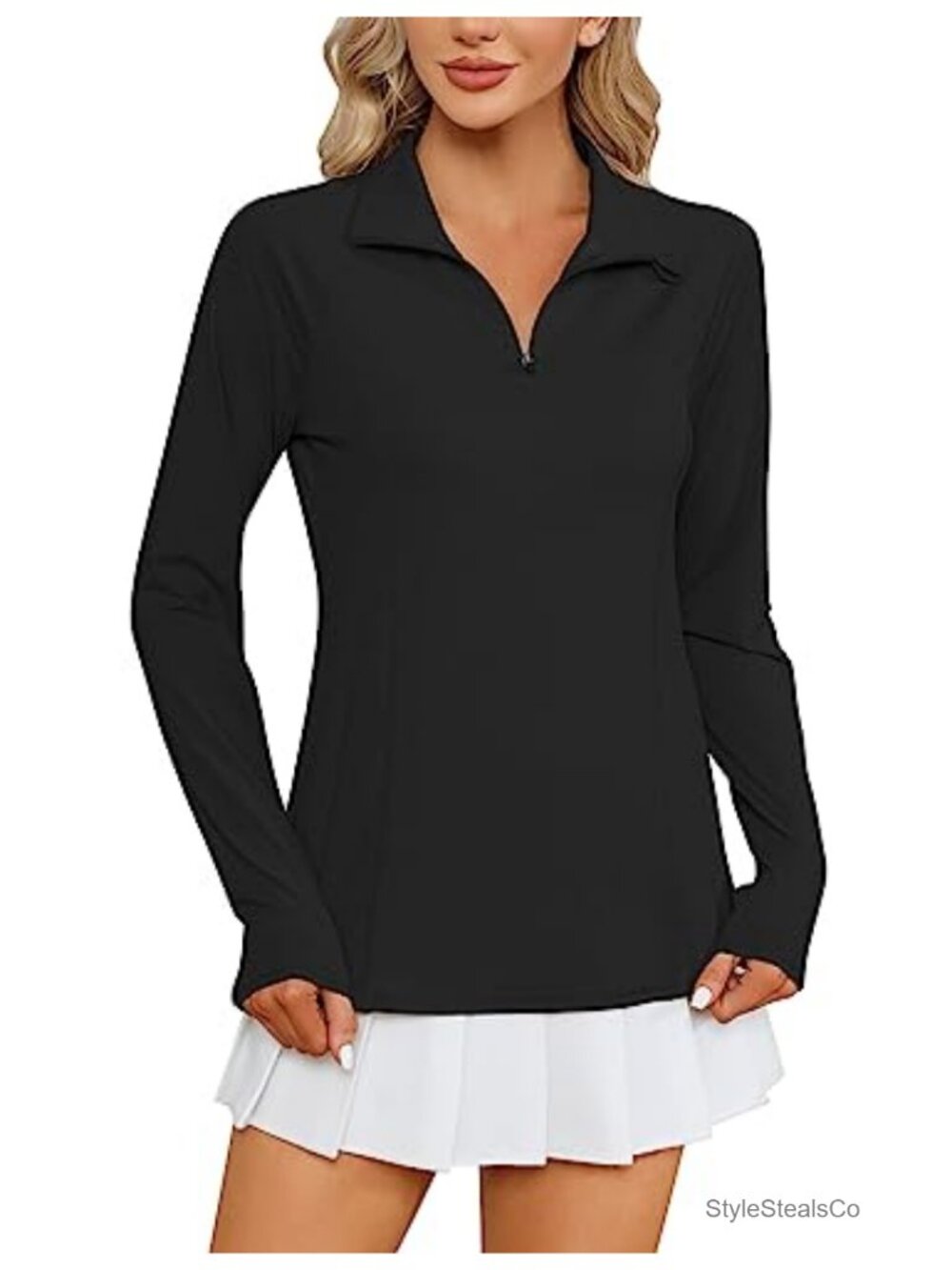 Women's 1/4 Zip Quick Dry UPF 50+ Long Sleeve Shirt Hiking Polo